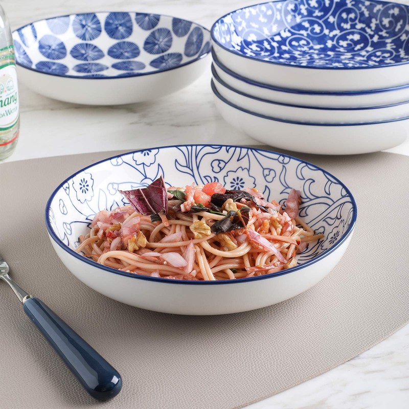 Selamica Porcelain Salad Pasta Bowls, Serving bowls, Microwave & Dishwasher