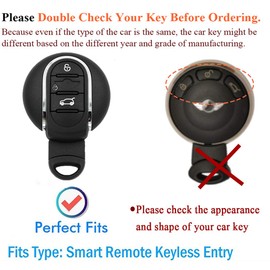 SANRILY Golden-Edge 3 Button Key Fob Cover for Mini Cooper Countryman S ONE JCW F54 F55 F56 F57 F60 Clubman Keyless Full Protection Key Case Shell with Leather Keychain Gray-Blue