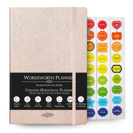 Wordsworth Undated Planner Weekly and Monthly - Dotted Blank Planner - Hardcover, Dateless Weekly Planner, 5.83 × 8.27In - Premium A5 Paper (120GSM) - Monthly, Weekly, Yearly Spread - Bullet Planner