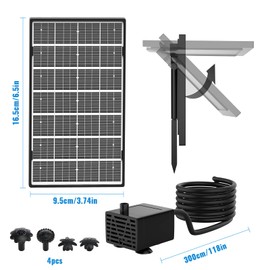 Sprifityy Pond Pump Solar 3.5 W, Solar Fountain, Glass DIY Solar Pond Pump, Solar Floating Fountain Pump, with 5 m Cable and 5 Fountain Styles, for Garden Pond Fountain Bird Bath Fish Container