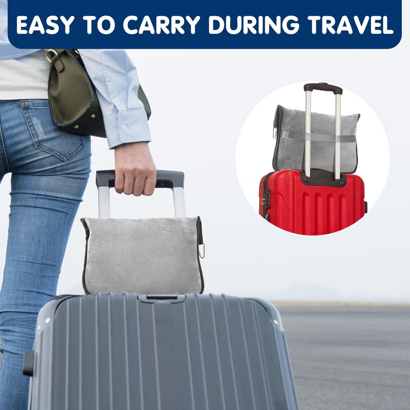 Travel Blanket and Pillow Set, 2-in-1 Blanket with Soft Pillowcase,