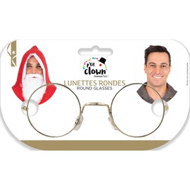 PtitClown - Lunettes de Père-Noël en métal rondes dorées Adulte - Or