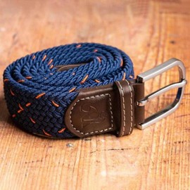 Swole Panda Recycled Woven Adjustable Belt Large - Navy & Orange Dot