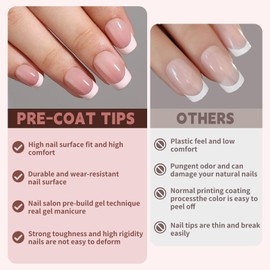 Noerrors French False Nails Short Square French Tip White Nude Ombre Press on Nails, 32Pcs Soft Gel Acrylic Fake Stick on Nails Full Cover Gel Glue on Nails Art Manicure Decorations for Girls Women