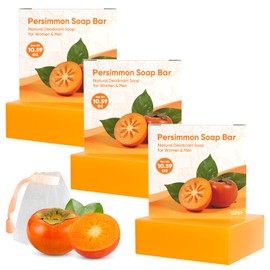 GPP Persimmon Soap Bar for Body Odor Control – 3 PCS Natural Body Wash Soap for for Old People Smell Eliminating Body Odor, Purifying Deodorizing Odor Eliminator for Women & Men, 3.53oz/per