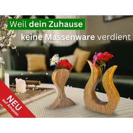 Wooden Vases Decoration Set of 2 Made of Sustainable Mango Wood, Timeless Design for Stylish Flowers and Plants, Handmade Test Tube Vase for Feel-Good Ambience, Vase Decoration, Table Decoration