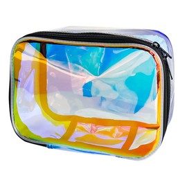 TotePrint Rainbow Makeup Bag Large Capacity Transparent Storage Bag Wash Bag Portable Zipper Bag Waterproof Cosmetic Gift Bag Woman, 437-1, Clear
