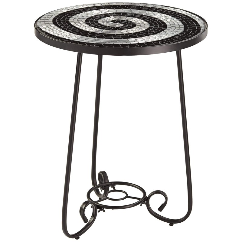 Teal Island Designs Spiral Modern Black Metal Round Outdoor Accent