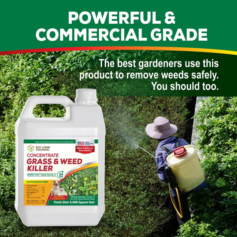 Eco Living Solutions Weed Killer Concentrate - Pet Safe, Organic