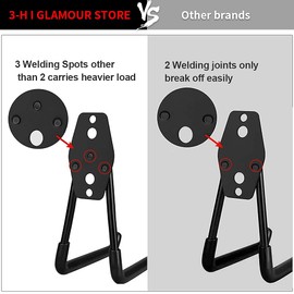 3-H Garage Wall Hooks 8 Pack,Garage Hooks Heavy Duty with Extra Round Welding Spot,Garage Hooks for Hanging,Garage Organizer for Garden,Lawn,Yard Tools,Chairs,Ladders,WeedEater,Shovel,Blower(Black)