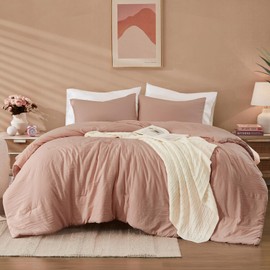 WRENSONGE Twin XL Comforter Set, 2 Piece Dusty Pink Soft Microfiber Twin Bedding Sets(1 Fluffy Twin XL Comforter with 1 Pillow Sham) - Warm Twin Bed Comforter Suitable for All Seasons