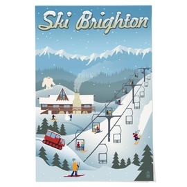 Lantern Press 24x36 Inch Giclee Print, Brighton, Utah, Retro Ski Resort
