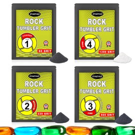Rock Tumbler Grit & Polish Kit – 4 Step Refill (Coarse/Medium/Pre-Polish/Final) for Stone Polishing, Compatible with All Tumbling Machines – (4 Grit Assortment)