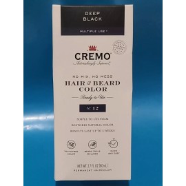 Cremo HAIR & BEARD COLOR N°12  DEEP BLACK No Mix No Mess MULTIPLE USE New in Box