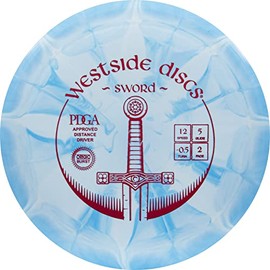 Westside Discs Origio Burst Sword Disc Golf Disc | User Friendly and Controllable Disc Golf Disc | Straight Flying Distance Driver | 170g Plus | Stamp Color Will Vary (Blue)