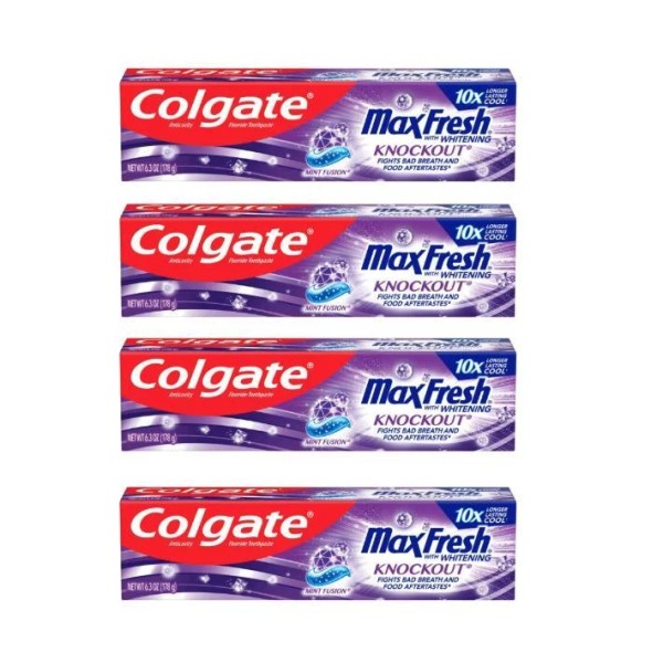 Colgate Max Fresh Knockout Toothpaste, Whitening Toothpaste with Mini Breath