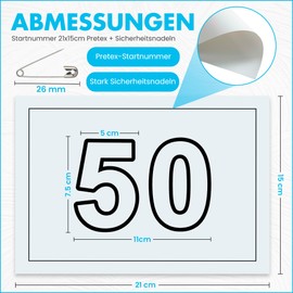 VERY IMPORTANT RUNNER - Race Numbers with Safety Pins - Pretex Paper 90g A5 for Sports, Marathon, Athletics - Race Number Run for Events - Highly Visible & Easy to Attach (1-50)