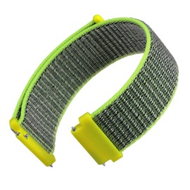 WOCCI 18mm Adjustable Nylon Watch Band, Quick Release Sport Loop Strap (Bright Yellow/Grey)