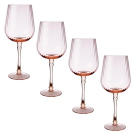 Karma, Emma Wine Glass for Birthday,Wedding, Anniversary, Set of Four, Heirloom Rose