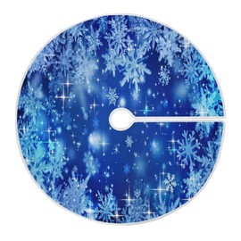 ALAZA - Falda de árbol de Navidad, 35.4 pulgadas, Azul, Copos de nieve azules invierno con purpurina, 90 cm o 120, Poliéster, terciopelo, para fiestas de Navidad, decoración del hogar