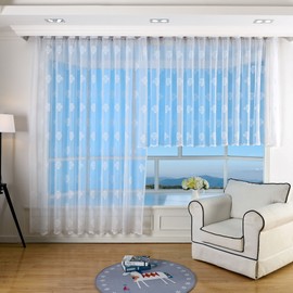 Jacquard Bogenstore Curtain 245 x 300 cm Baroque Floral Pattern White Ruffle Tape Universal Tape Pleated Tape Store 13142