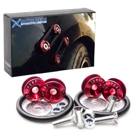 Xotic Tech JDM - Sujetadores de liberación rápida compatibles con parachoques de coche, tapas de escotilla de guardabarros (rojo)