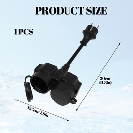 Socket Distributor Outdoor Double Plug IP44 Waterproof 3500W 16A 250V - Outdoor Socket for Garden, Kitchen, Bathroom, Office & Construction Site - Black with Rubber Cover