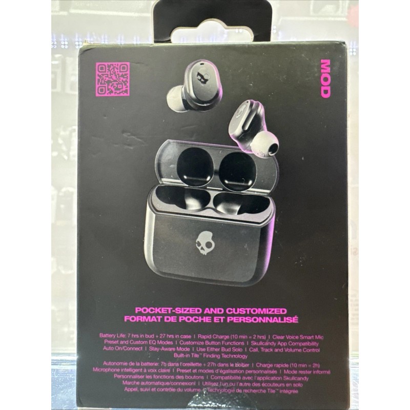 Skullcandy Mod True Wireless Bluetooth Headphones Black 34hour Charge