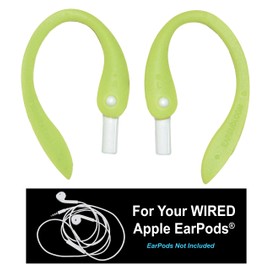 EARBUDi Ear Hooks Compatible with Apple Wired EarPods | Adjustable Rubber Ear Loops Keeps Earbuds Secure During Activity | Neon Green