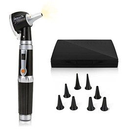 2-in-1 Fiber Optic Otoscope Kit - Home Internal Ear Inspection Instrument w/ LED Digital Light, 3X Magnification w/ Storage, Washable Ear Tips for Children, Adults or Pets - SereneLife