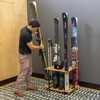 Teal Triangle Freestanding Ski Organizer, Floor Stand Storage Rack for