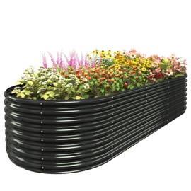 FRIZIONE 9FT(L)×4FT(W)×2FT(H) Galvanized Raised Garden Bed Outdoor, Metal Raised Garden Beds for Flower, Raised Planter Box Outdoor for Herb, Vegetable-Gray