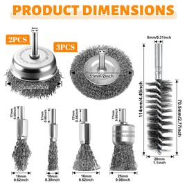 Aongray 10 PCS Wire Brushes for Drill Set, Wire Wheel, Cup, Pen & Spiral Brushes with 1/4" Shank, Wire Brush for Rust Removal, Paint Removal, Polishing and Cleaning