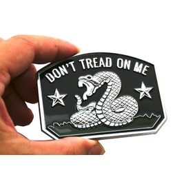1x Gadsden Flag Rattlesnake Car Emblem 3D Decal Sticker with Don't Tread ON ME Slogan Fit for Car Truck Motorcycle Window Door and Flat Surface (Chrome)