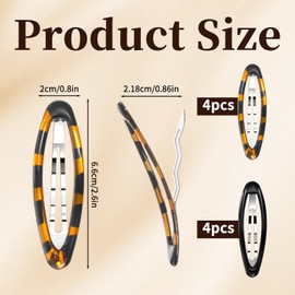 8 Pcs Hair Clip Barrettes for Women, Oval Large Snap Hair Clips, Non-Slip Metal Hairs Barrettes, Women's Accessories