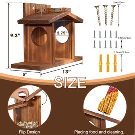 Squirrel Feeder,Squirrel Feeder Just for Squirrels,Wooden Squirrel Feeders for Outdoor Winter Garden Outside Backyard, Waterproof Durable Squirrel Feeder Just for Squirrels