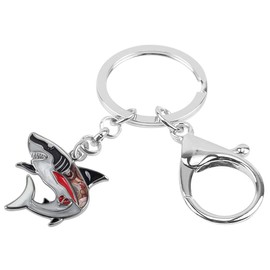 LONYOO Enamel Shark Keychain Wallet Car Key Chain Rings Zinc Alloy Keyring Ocean Shark Gifts for Women Girls Trendy Jewellery (Black)