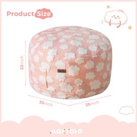 MAXYOYO Bean Bag Chair for Kids, Cloud Pattern Lazy Chair with High-Density Foam Filling, Stuffed Floor Sofa Couch for Boys and Girls, Child Floor Sofa for Gaming, Reading, Pink