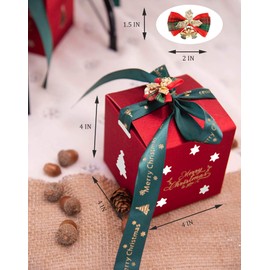 Christmas Gift Boxes For Presents(10pack) with Lips Small Squared Boxes with Ribbon Bow Bell 4x4x4 Inch Xmas Boxes Holiday Gift Wrap Boxes for Christmas Party Candy Jewellery Packaging