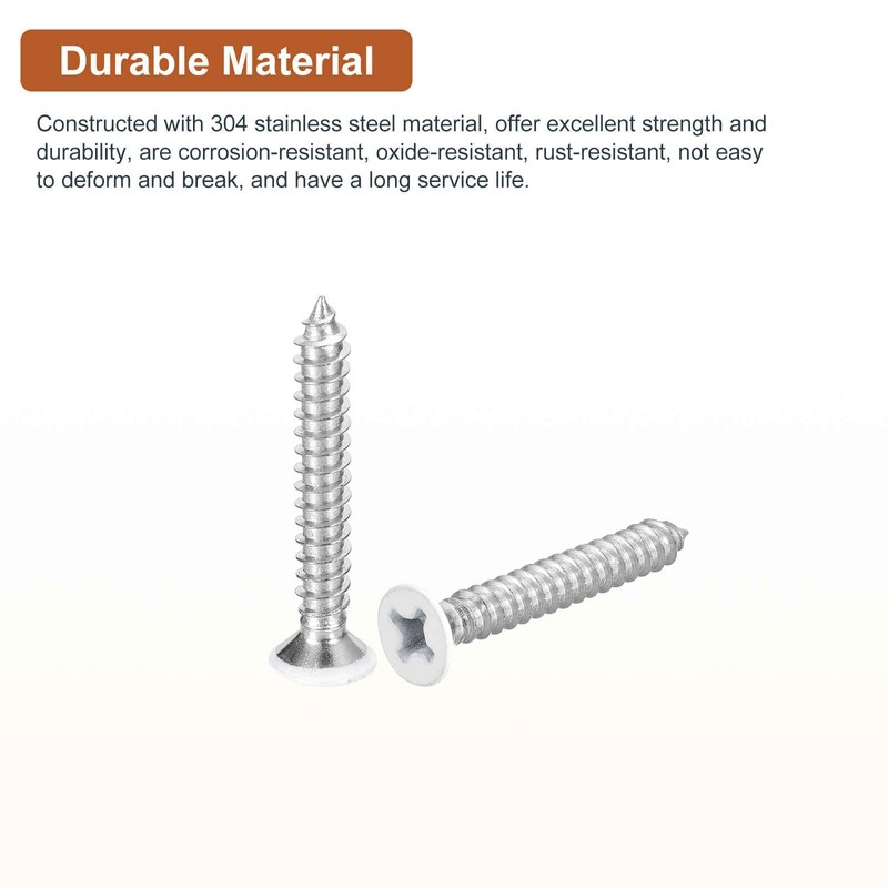 DTGN 100Pcs #12x1-1/2 Flat Head Wood Screws, 304 Stainless Steel
