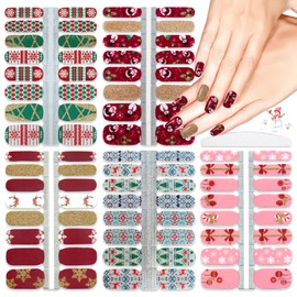 YECIRALA 5 Sheets Christmas Nail Polish Strips Gel Nail Strips for Nail Art Christmas Stickers for Women Girls Nails Stick On Nail Polish Stickers Full Nail Wraps Santa Clause Christmas Nail Stickers
