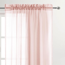 DWCN Sheer Curtains 84 Inches Long, Light Filtering Drapes Rod Pocket Voile Elegant and Breathable for Living Room,Bedroom,2 Panels,Blush Pink,W52 x L84