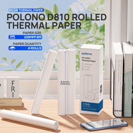 POLONO D810 Thermal Printer Paper 8.5 x 11 Inch, Advanced Thermal Printing, US Letter Size Thermal Paper Compatible with D810, Size 8.5" x 11", 4 Pack, 7m