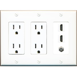 Coax 2 HDMI Wall Plate-2 Outlet White