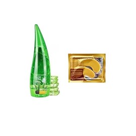 Gel Aloe Vera 99% 120 ml Calmante Post Sol Hidratante Facial y Corporal para Piel Irritada y Sensible Incluye Parche Ojeras 24K