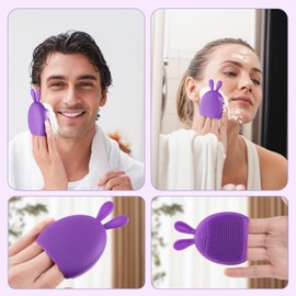 3 Pack Face Scrubber,Holinduk Soft Silicone Facial Cleansing Brush Face Exfoliator Blackhead Acne Pore Pad Cradle Cap Face Wash Brush for Deep Cleaning Skin Care
