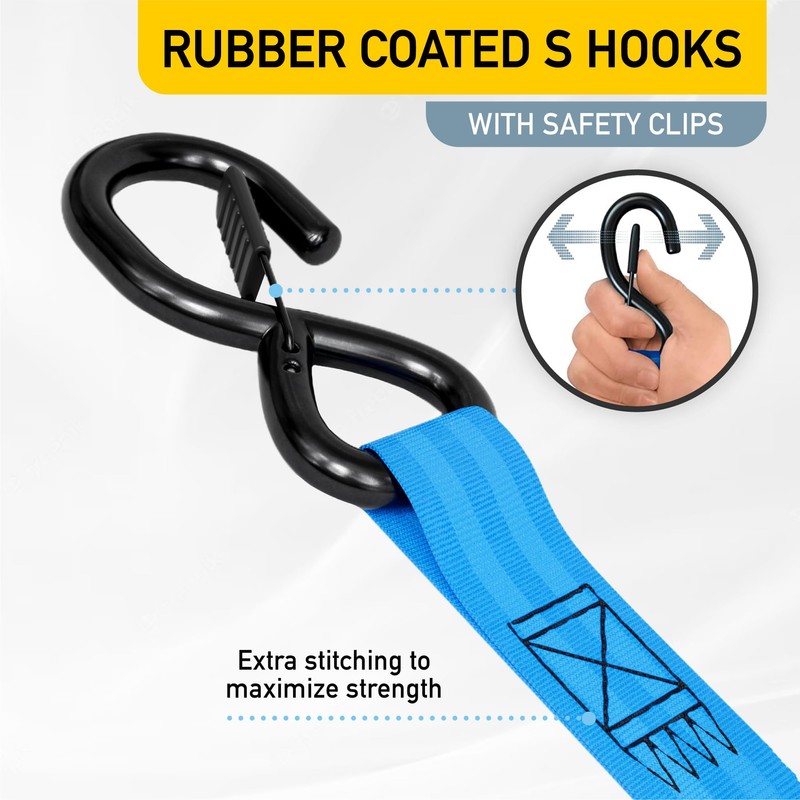 AUGO Retractable Ratchet Straps | 2 Heavy Duty Ratchet Straps