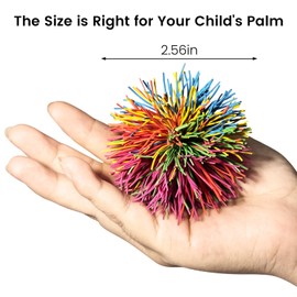 Bomtop Pack of 16 Stringy Balls, Fluffy Balls, Sensory Fidget Stringy Balls, Rainbow Squeeze Ball, Rainbow Ball Children, Party Bag Children's Birthday, Stress Relief Toy for Children