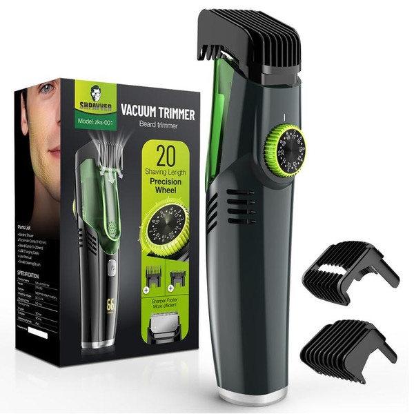 Men's Vacuum Grooming Set, Waterproof Cordless Electric Beard Trimmer with