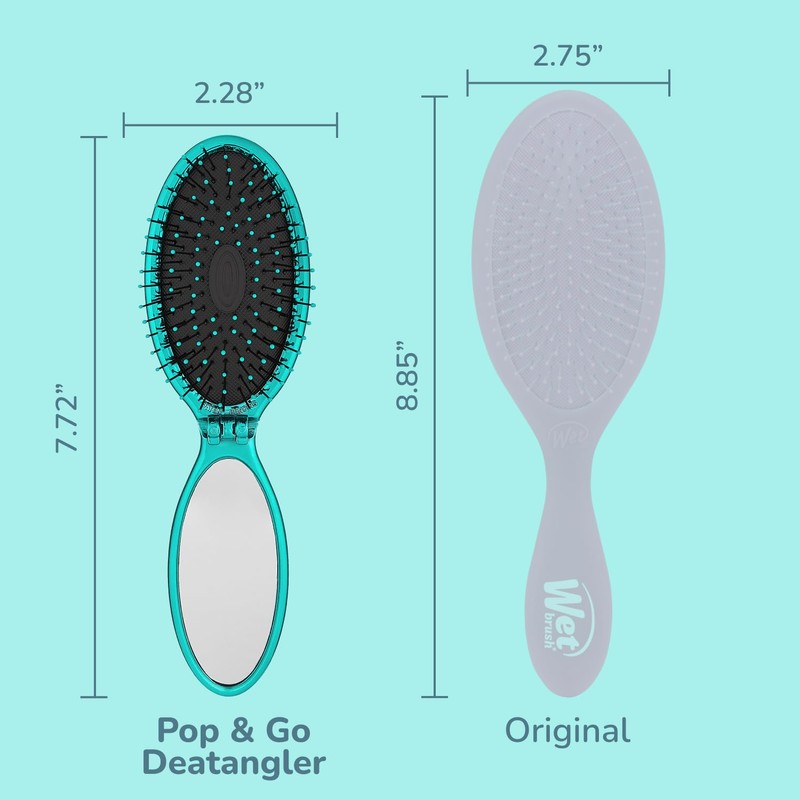 Wet Brush Pop Go Detangler, Blue Teal - Foldable, On-The-Go
